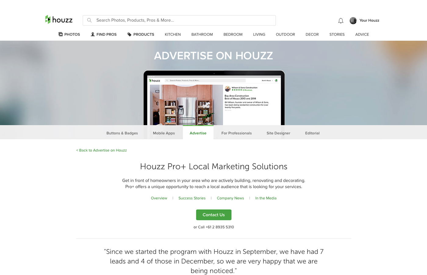 Houzz; Houzz Pro; Advertising